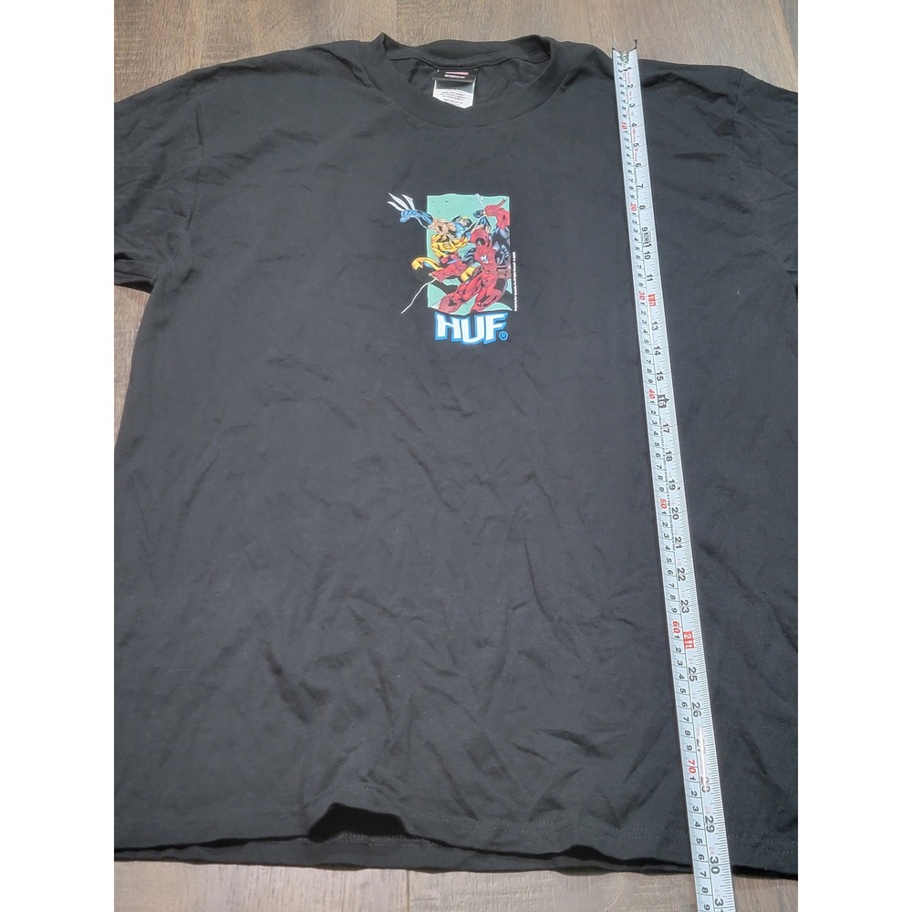 HUF Marvel Wolverine Deadpool T Shirt Mens Large Black Graphic Tee Streetwear‎